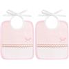 Filet - Bavaglino in Morbido Tessuto Motivo Losanghe Rosa con Tasca in Tela Aida da Ricamare, Ideale per Proteggere i Vestitini del Vostro Bambino, 100% Made in Italy, Colore Rosa (Confezione da 2)