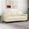 Gecheer Divano,per Soggiorno,con 3 Posti,in Similpelle,Crema,198x77x80 cm,Divano in Ecopelle Moderno,Divano Moderno,Divano in Pelle Artificiale,Divano 3 Posti Moderno