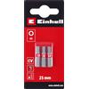 Einhell Accessories Einhell - Punte standard standard, 3 pezzi, 25 mm, Hex 5 (cromo vanadio, viti di precisione, buon controllo, anello di colore rosso, attacco C 6.3)