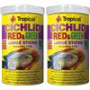Tropical CICHLID RED&GREEN LARGE STICKS 1000ml / 300g - alimento completo in bastoncini galleggianti per ciclidi grandi e adulti onnivori. (Confezione da 2)
