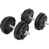 GORILLA SPORTS® Set di Manubri - 20 kg, Coppia, Ø 30 mm, 8 Dischi Pesi, 4 Chiusure a Stella, Impugnatura Antiscivolo, Plastica - Manubri Corti, Palestra, Barra, Allenamento, Forza, Fitness