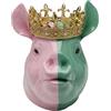 Kare Statuetta decorativa di design Crowned Pig, verde/rosa, oggetto decorativo, maiale coronato, dipinto a mano, pezzo unico, 28 x 34 x 24 cm (altezza x larghezza x profondità)