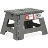 Relaxdays Sgabello Pieghevole M, Trasportabile, da Viaggio e Bagno, Bambini, Fino 150 kg Plastica 22 cm, Grigio Chiaro