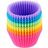 Amazon Basics Rotondo Pirottini in silicone riutilizzabili, confezione da 12 (sicuri in forno fino a 220 °C), Multicolore