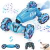 Dysaim Macchina Telecomandata per Bambini,4WD Auto Telecomandata Controllo Gestuale, 2.4Ghz Rotazione a 360° RC Stunt Car con Luci,Musica,Spray, Giocattoli Natale Regalo per Bambini da 6 8 12 Anni,Blu