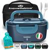 TRAVELISIMO Scaldavivande Elettrico Portatile 100W 1,5L Porta Pranzo Termico 220V/12V/24V Schiscetta Pranzo Riscaldabile per Viaggio e Lavoro Portavivande Termico & Porta Pranzo Riscaldabile