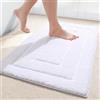 Homaxy Tappeto da bagno in microfibra antiscivolo, lavabile, morbido, assorbe l'acqua, per bagno, 60 x 120 cm, bianco