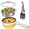 Audecook Hot Pot elettrico con vapore, mini padella elettrica con rivestimento antiaderente, fornello rapido per ramen da 1,7 l, pentola elettrica portatile per bistecca, uova, ramen, farina d'avena