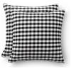 GAMUSI Set di 2 fodere per cuscino a quadretti Vichy 45 x 45 cm - Fodere per cuscino decorative per divano con cerniera, cotone, traspirante e morbido, nero