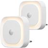 YUNLEX Luce Notturna da Presa con Sensore di Movimento, 3 modalità di sensore, [2 Pezzi] luci notturne dimmerabili per Camera dei Bambini, Bagno, Cucina, Scale, camera da letto, Bianco caldo