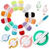 JoGoi Pompom Makers,6 Taglie Fluff Sfera Weaver+12 Colori Filato Acrilico+1 Pz Forbici,Set di Strumenti per Fare Pompon,DIY Fatto a Mano per Adulti e Bambini（19 Pezzi）