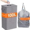 Lifewit 100L Conservazione Delle Bottiglie con Coperchio, Pattumiera Differenziata per Bottiglia Plastica e Bottiglia Vetro, Raccolta Differenziata con Foro, Contenitore Pattumiera Cucina, Grigio