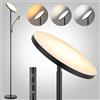 home sweet home collection Home Sweet Home Moderna lampada da terra a LED con luce da lettura | 25x25x175 cm, nero | 42W 3636lm | Dimmerazione continua 2700K-6500K | Plafoniera orientabile e flessibile