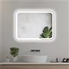 Home Glow Specchio da bagno verticale 80x60cm con luci LED, Specchio da bagno illuminato con interruttore touch, Angoli arrotondati rettangolare con luce LED frontale bianca naturale