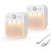 MERTTURM Luce Notturna Sensore Movimento[1 Mese una Carica], Ricaricabile Luce Notturna Bambini, 3 Colori e 3 Modalità e Dimmerazione Continua Luce Led per Corridoio/Scale/Bagno/Camere da Letto, 2 pz