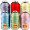 New brothread Set di 6 Colori Pastello-1 poliestere filo di ricamo macchina grande bobina 5000M per tutte le macchine da ricamo