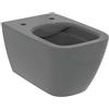 Ideal Standard - i.life B, WC sospeso con tecnologia di scarico RimLS+, Water facile installazione con Easyfix+, Grigio lucido