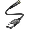 MOSWAG Adattatore audio jack per cuffie da USB a 3,5 mm da 20 cm, supporto per cuffie da USB a 3,5 poli TRRS a 4 poli, scheda audio stereo esterna per PC, laptop, PS4, Mac ecc.