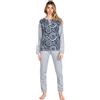 Leo Corsetteria Pigiama Donna Invernale Serafino Jacquard Felpato Molto Caldo No Polsini Cerchi Taglia 3XL Colore Grigio