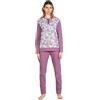 Leo Corsetteria Pigiama Donna Invernale Serafino Jacquard Felpato Molto Caldo con Polsini Gatti Taglia M Colore Rosa Cuori