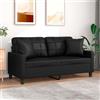 Homgoday Divano a 2 Posti Con Cuscino Decorativo, Relax, per Ospiti, Moderno, per Soggiorno, Camera da Letto, Ufficio, Appartamento, Nero, 140 cm in Ecopelle