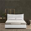 EVERGREENWEB MATERASSI & BEDS EVERGREENWEB - Letto Piazza e Mezza con Box Contenitore, Materasso Memory + Rete a Doghe in Legno 120x195 cm + Cuscino GRATIS, Elegante Testiera color Bianco Grigio, Tessuto Imbottito SFODERABILE