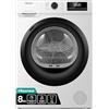 Hisense DHQE800BW2 Asciugatrice A Pompa Di Calore, 8 Kg, A++, Oblò Nero, Big Display, 16 programmi, Refresh