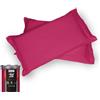 Happidea - Set 2 Federe, 100% Cotone, Tinta Unita, 18 Colori, 2 Volani, Made in Italy, 52x82Cm, Pack Barattolo Riutilizzabile,Rosso Amarena
