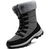 Topwolve Stivali da Neve Uomo Invernali Foderato Pelliccia Caldo Stivaletti All'aperto Impermeabile Antiscivolo Doposci,Nero/Grigio,40 EU