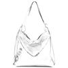 modamoda de - T192 - Borsa zaino da donna 2 in 1 in pelle, Argento metallizzato, L
