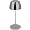 BRILONER - Mini lampada da tavolo a LED senza fili IP44 con touch, dimmerabile, lampada ricaricabile senza fili, batteria ricaricabile e sorgente luminosa intercambiabile, 8x20 cm (DxH), cromo