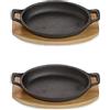 ECHTWERK Set di 2 ciotole da portata in ghisa, teglia con tagliere da portata, bistecchiera già cotta, per forno, barbecue e barbecue, ideale per servire, Big Edition