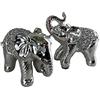 DRW Elefanti Argento Ceramica Set di 2 Figure 15X12X8 cm Grande