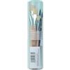 Lineo 609 - Set di pennelli da 11 pezzi, 5 pennelli piatti della serie 518 e 6 pennelli rotondi della serie 586, pennelli con setole naturali e manico in legno, inclusa custodia in plastica