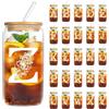 YiYa 550Ml Bicchiere Con Coperchio E Cannuccia Bicchieri con Coperchi in Bambù e Cannuccia in Vetro Tazza di Vetro Iniziale Regali Personalizzati Per Sorelle Maschili Femminili, Zie e Amici(Z)