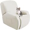 Jaotto Copripoltrona Relax Reclinabile,Fodere Copripoltrona 1 Posto Universale,Moderne Copripoltrona Relax Reclinabile con Tasche Lavabile,Coperture per Divano da Massaggio,Beige