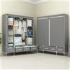 Anmas Power Armadio in tessuto, per camera da letto, appendiabiti con cassetti, pieghevole, 150 x 45 x 170 cm (grigio chiaro)