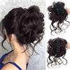 HSAJS Coda Capelli Extension con Clip ad Artiglio Disordinato Ricci Ondulati Estensioni Coda di Cavallo Sintetico Posticci Naturale Hair Bun per Donne Ragazze(Marrone-nero)