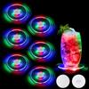 JIZZU 6 Pezzi Sottobicchieri a LED Luminosi in Acrilico RGB Multicolore, Ø10cm | 3 Modalità di Illuminazione, Batterie Sostituibili, Sottobicchieri Luminosi per Bar, Feste, Cocktail, Serate Romantiche