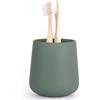 Autumnlife Portaspazzolino verde, porta spazzolini in ceramica e bicchiere da bagno, tazza per spazzolini da denti e dentifricio, bicchiere rotondo Ø 7,6 x 9,5 cm