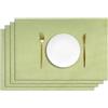 AUAUY Tovaglietta Americana, Set di 4 Tovagliette Colazione in Finto Lino, Tovagliette Antiscivolo Resistenti al Calore, per Tavolo da Cucina, Decorazione per Vacanze, Feste(32x45 cm, Verde)