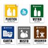 Readyprint Set 5 Adesivi per Raccolta Differenziata Grandi Mis: 15 x 20 cm, in PVC morbido, Laminato Anti-UV, con illustrazioni - in italiano e inglese