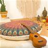 Mandala Life ART Fodera per Cuscino da Pavimento Rotondo Bohémien - 75 cm - 100% Cotone - Custodia Pouf per Pouf per Soggiorno, Camera da Letto, Patio e Altro