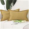 Madizz 2 Pezzi Poliestere Lino Copricuscini con bordo largo Morbido Decorativo Fodere per Cuscino Lusso Stile per Divano Camera da Letto 30x50 cm Giallo senape