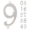 IDEGOS Candelina a numero 9 bianca con Glitter Argento 10 cm IDEGOS