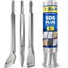 S&R Scalpelli SDS-plus Set di 3 Scalpelli per Piastrelle Pavimento Tracce Muro (Scalpello Largo Angolato) x Martelli e Trapani SDS-Plus