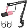 TONOR Microfono Dinamico per podcasting con supporto per braccio, streaming e giochi microphone a Condensatore, USB/XLR, 3.5mm jack, Pulsante Mute, per regisrazione, youtube, gaming, ASMR, TD510+