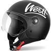 Westt Casco Moto Donna e Uomo, Casco jet con Visiera, Omologato ECE 22.06 | Casco Scooter Leggero 1050g, Fodera Removibile e Lavabile, per Motorino, Scooter e Skateboard, e che portano gli occhiali