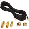 GTIWUNG Wifi Cavo di Prolunga, Antenna Extension Cable SMA 10m 32,8 Piedi, RF Coassiale Maschio a Femmina RG174 10 Metri, SMA Male to Female Connector + 3 Pezzi RF Coax Adapter Kit