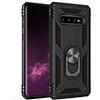 JMstore Cover Compatibile con Samsung Galaxy S10 Plus con Schermo Vetro temperato,Anti-Drop Custodia Anello Supporto Girevole (Nero)